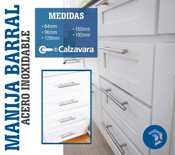 90325 C Manija Tirador Barral Acero Inox Mueble De 192 Mm Qbo - Imagen 2