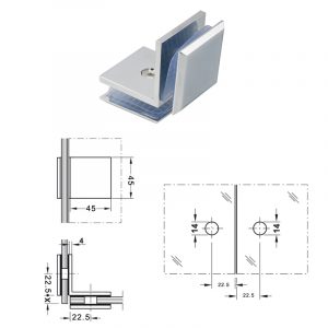 Fijacion Lateral Vidrio-vidrio 90? Zamak