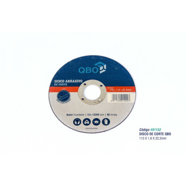 91152 Disco De Corte Metal Acero Inox Para Amoladora 115 X 1.6 - Imagen 1