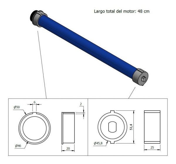 Motor De Cortina Tubular Para 20kg (automatizacion) - Imagen 3