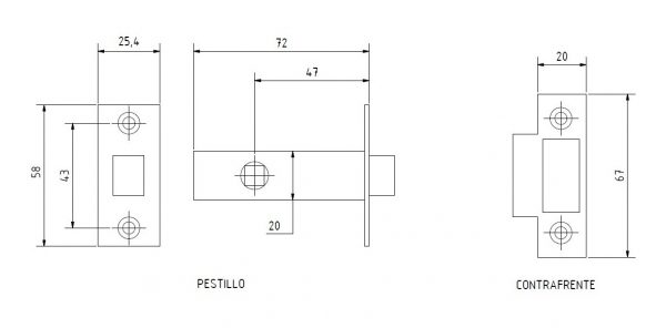 Pestillo Para Ba?o Iron Traba Automatica Con Resorte - Imagen 2