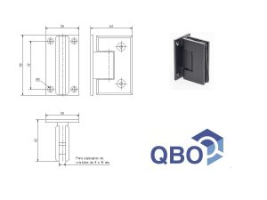 Bisagra P/ Mampara Pared-vidrio 90? Zamak Negra Biselada