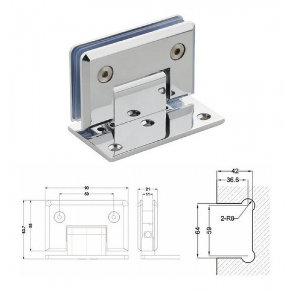 Bisagra P/ Mampara Pared-vidrio 90? Zamak P/fijar Al Borde - Imagen 4