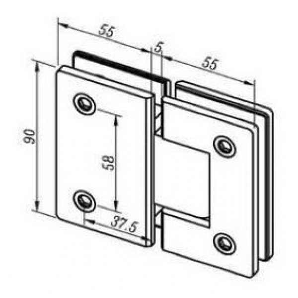 Bisagra P/ Mampara Uni?n Vidrio-vidrio 180? Zamak - Imagen 3