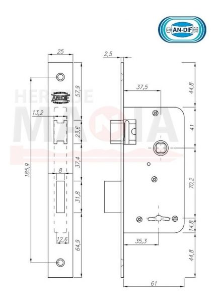 Cerradura de seguridad para Exterior / Interior ANDIF 851 - Imagen 2