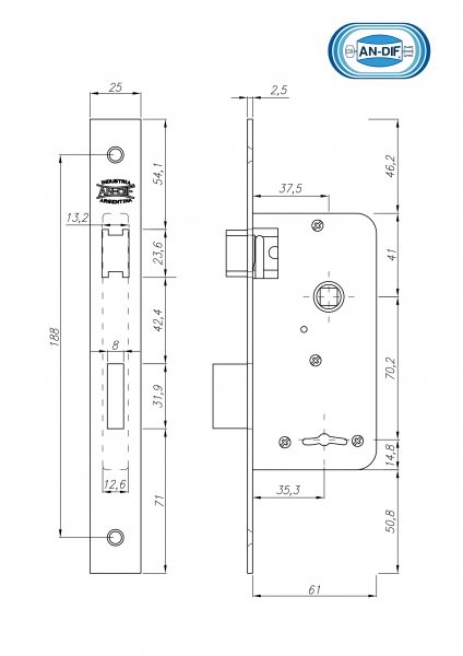 Cerradura de seguridad para Exterior / Interior ANDIF 855 - Imagen 4