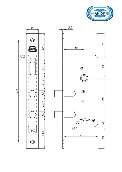 Cerradura para exterior e interior AN-DIF 101 - Imagen 4