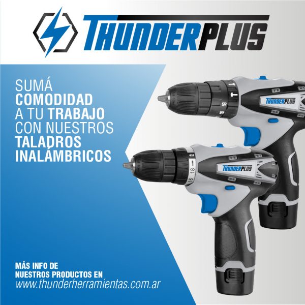 Taladro Atornillador ThunderPlus 12V TL01202 Con Maletin - Imagen 2