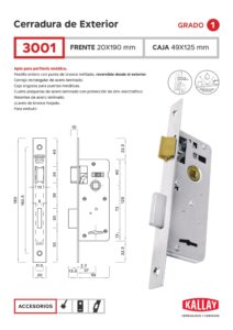 Cerrojo Kallay 3001 Para Puerta De Exterior