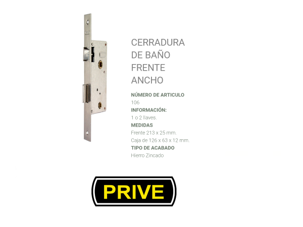 05539.png Cerradura Prive 106 Zincada Para Ba?o - Imagen 1