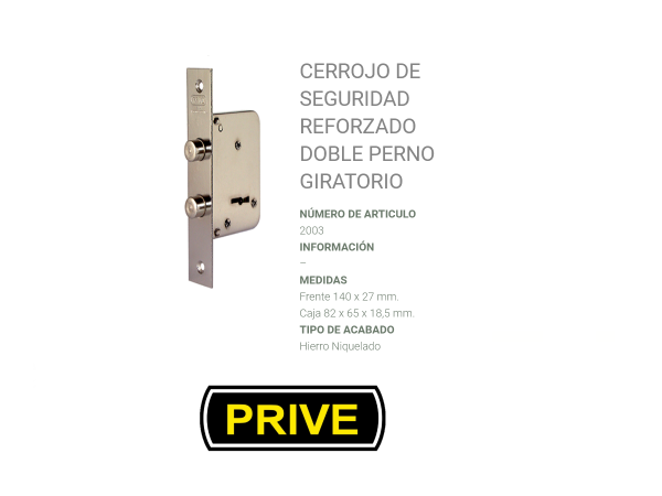 05577.png Cerrojo De Seguridad Reforzado Prive 2003 D Perno Giratorio - Imagen 1
