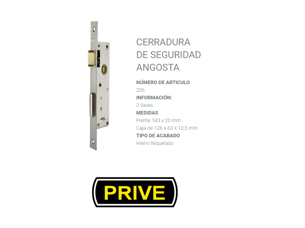 05588.png Cerradura Prive 206 Angosta (en Bolsa) - Imagen 1