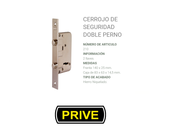 05601.png Cerrojo De Seguridad  Prive 210 Niquelada - Imagen 1