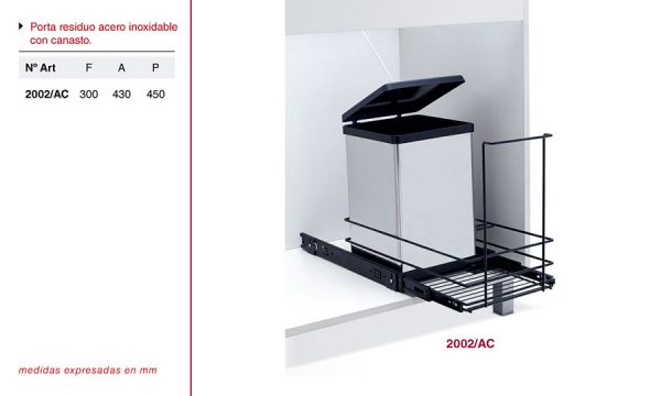 Canasto Porta Residuo Doble + Cesto De Residuo - Bajo Mesada - Imagen 2