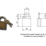 Candado De Bronce Pesado Seguridad (valijas) De 25 Mm