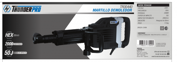 Martillo Demoledor 50J / 2000W TR00440 - Thunder Pro - Imagen 2