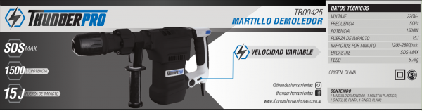 Rotomartillo MAX 15J / 1500W  - Thunder Pro TR00425 - Imagen 2