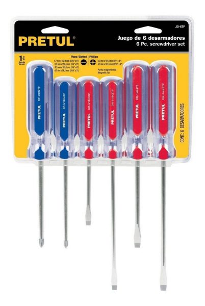 Juego 6 Destornilladores Planos Phillips Magnetizados Pretul - Imagen 2