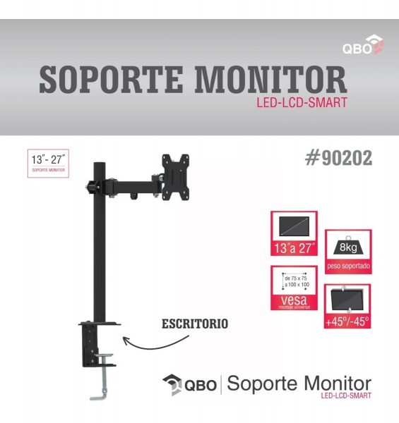 Soporte Simple Monitor Tv Led Lcd Escritorio 13 A 27 - Imagen 2