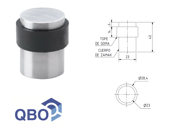 Tope Para Puerta Cilindrico De Aluminio Qbo - Imagen 3
