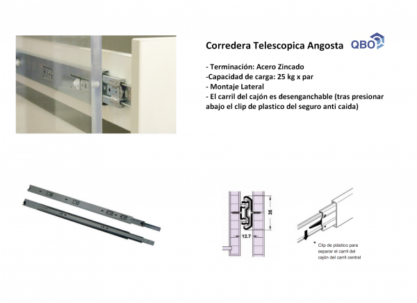 Corredera Telescopica QBO 500 Color - Negro - Imagen 4