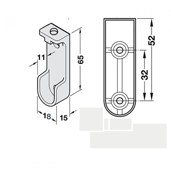 2 Soportes Mixtos Para Armario Placard Cromados Qbo - Imagen 3