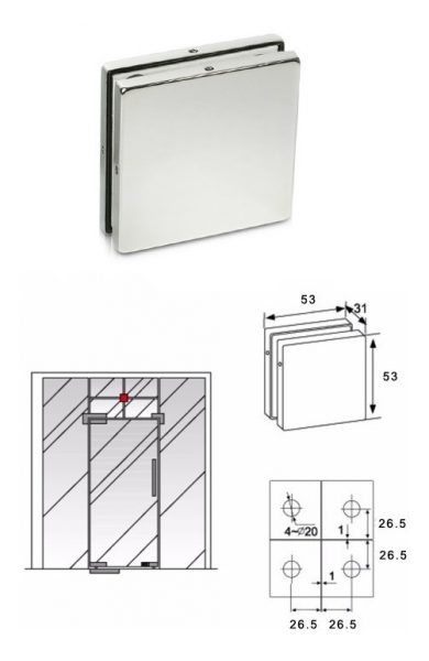 Union Central (de Cuadrante) Para Pa?os Fijos De Cristal (inox) - Imagen 2
