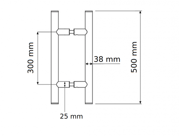 Barral Manijon 50 Cm Acero Inoxidable Pulido Puerta Vidrio Doble - Imagen 5