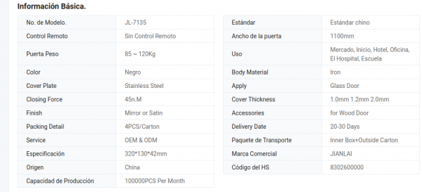 Cierrapuerta Piso C H/1.1m Acero Inoxidable Vidrio Puerta - Imagen 6