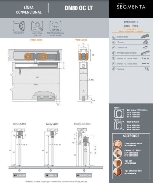 kit Ducasse DN-80 Oculto Para Puerta Corrediza - Imagen 2