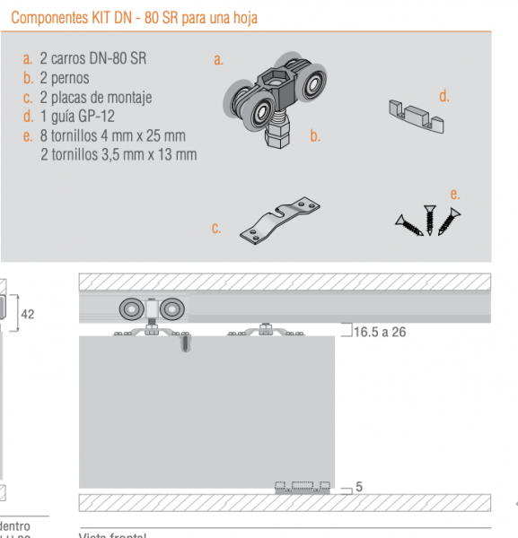 36040B Kit Ducasse DN-80SR Para Puertas y Portones Colgantes - Imagen 2