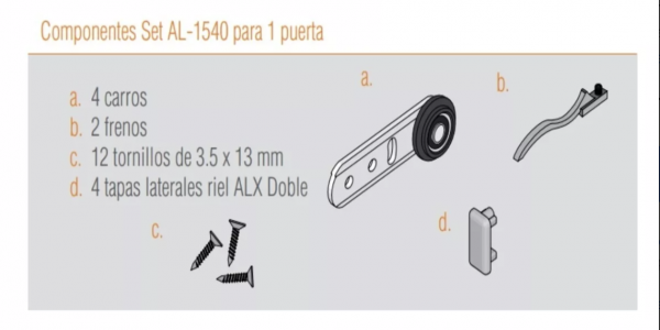 kit Ducasse AL 1540 Para 1 Puerta Corrediza - Imagen 2