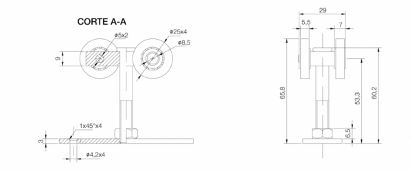 Carro doble 164 Bis De Acero - Imagen 3