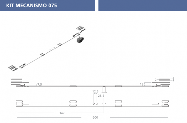 Mecanismo Bipunto 600mm Tanit. Mec-075 - Imagen 3