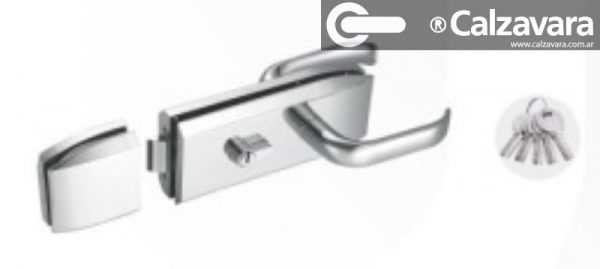 93018.jpg Cerradura Puerta Blindex Vidrio-vidrio Con Cilindro Y Manija - Imagen 1