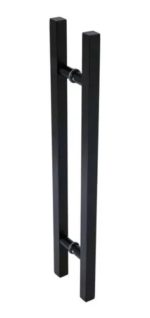 Barral Manijon Manija 45cm Cuadrado Negro Acero Inox Vidrio Negro