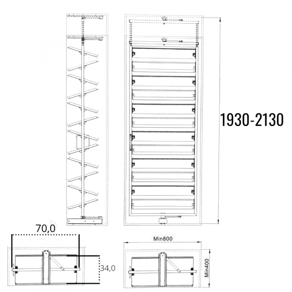 Zapatero Extraible Para Placard 12 Bandejas 193-213 Cm QBO - Imagen 2