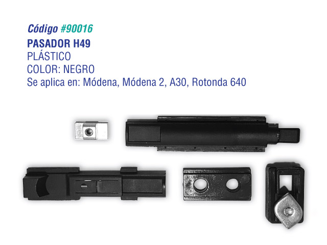 Pasador H49 X20 Ud Modena A30 Rotonda 640 Abertura Aluminio Color Negro