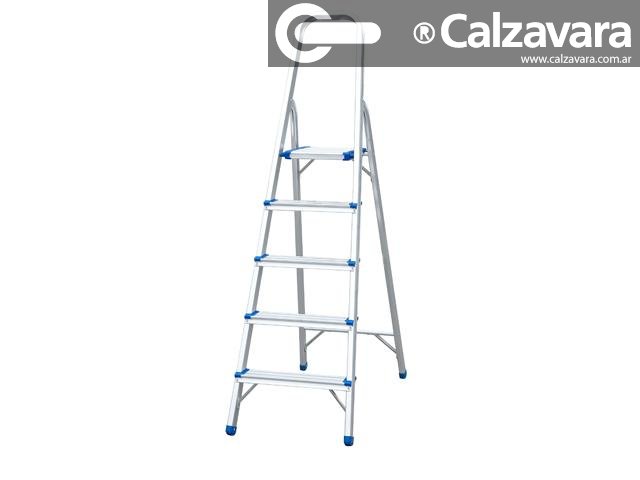 Escalera Aluminio Tijera Familiar 5 Escalones Plateado