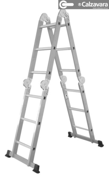 Escalera Alu Multifuncion 3.7 Mt Incluye Peldaño P/trabajo Plateado - Imagen 2