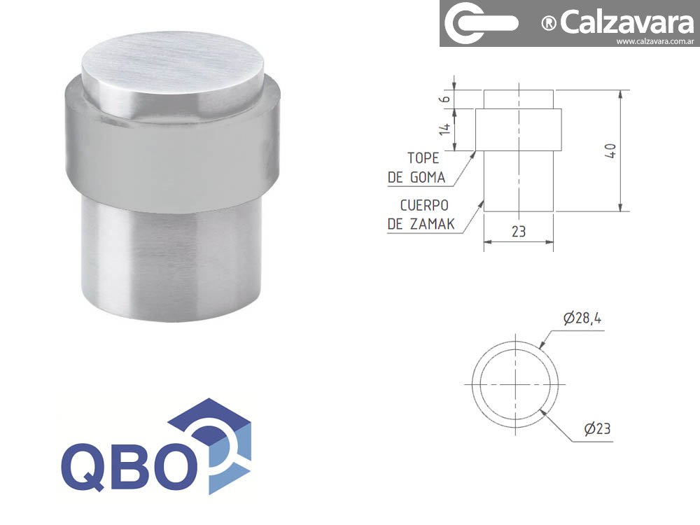 Tope Para Puerta Cilindrico De Aluminio Qbo Circular / Cromado