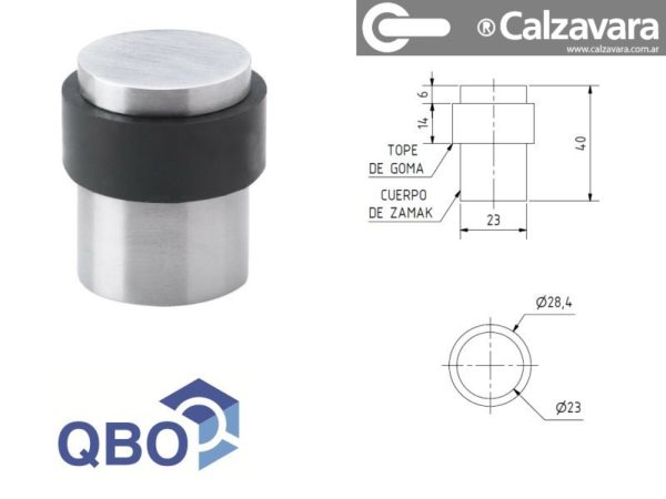 Tope Para Puerta Cilindrico De Aluminio Qbo Circular / Cromado - Imagen 2