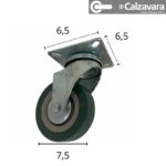 Rueda de Goma Con Base 75mm