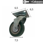 Rueda de Goma Con Base 75mm - Imagen 2