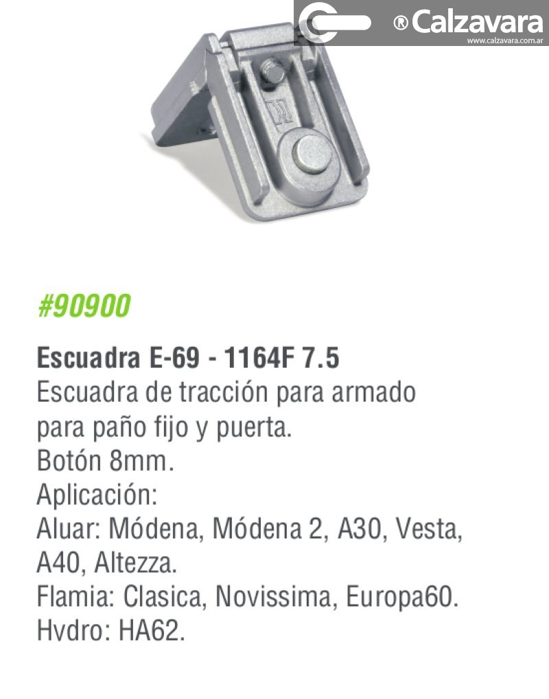 Escuadra E69 X 10u Aberturas Módena Aluminio A30 A40 Vesta Comunello 90900