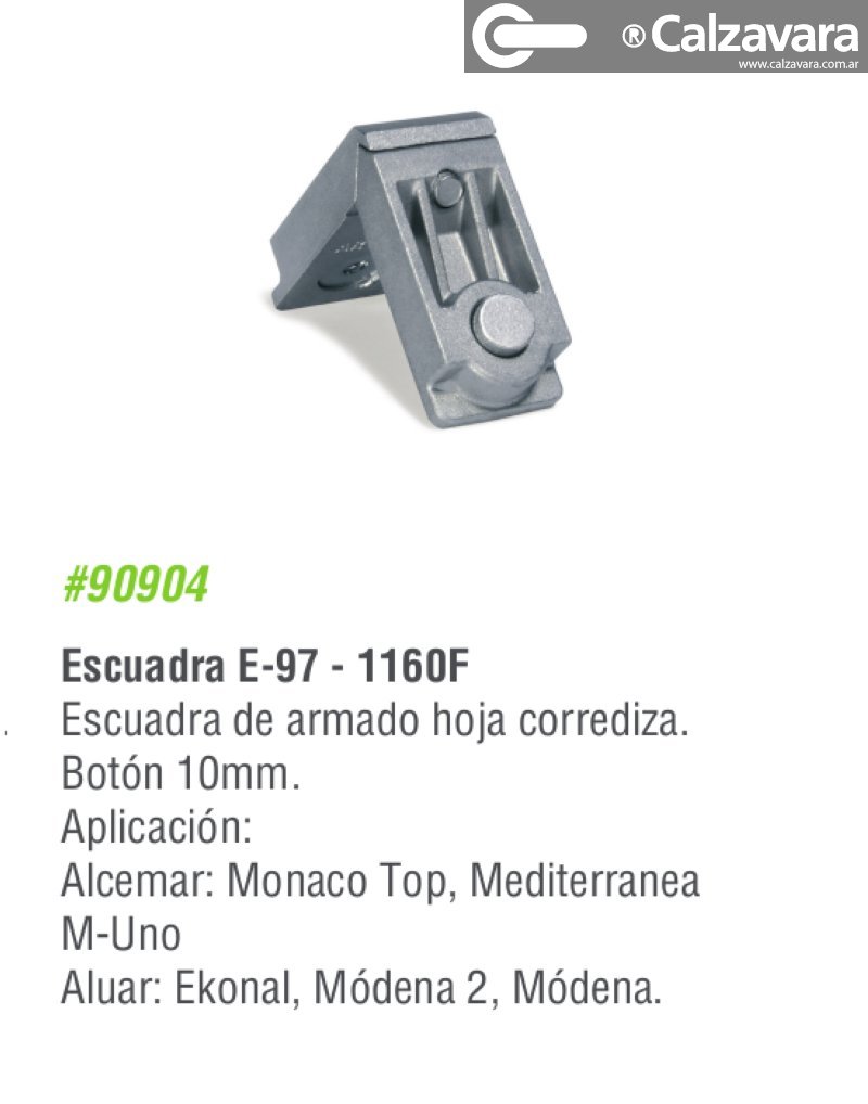 Escuadra E97 X 250u Aberturas Módena Aluminio Ekonal Alcemar