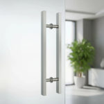 Barral Manijon Manija 45cm Cuadrado Acero Inox Puerta Vidrio Color Satinado