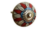 Tirador De Ceramica Para Cajones Puertas Perilla C427 Rojo y blanco / Combinado