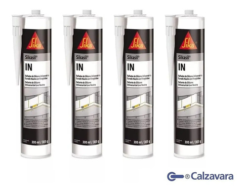 Sikasil In - Sellador / Silicona Sika Neutra 300ml X 12 Unideades Transparente