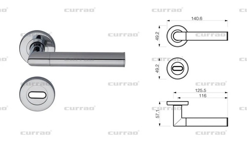 Manija Picaporte Reggio Giratoria (1 Lado) Ac. Inox. Currao Acerado